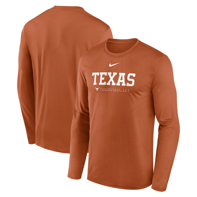 Men's Texas Longhorns Orange 2025 Courtside Basketball Shootaround Legend Dri-FIT Long Sleeve T-Shirt